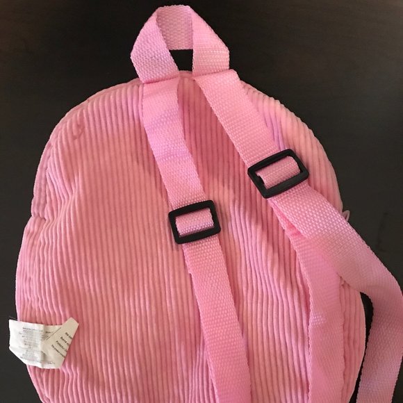 Kellytoy Pink Happy Bee Corduroy Backpack, 10" by 10" with Rounded Top, Ages 3+ - Picture 4 of 5